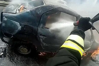 Автомобиль в Ивановской области выгорел на площади 8 кв.м