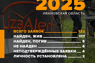 132 заявки поступили в ивановский ПО «ЛизаАлерт» в сентябре   
