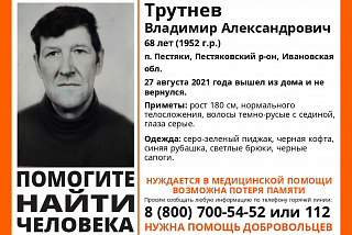 В Ивановской области не вернулся домой пожилой житель Пестяков (ФОТО)