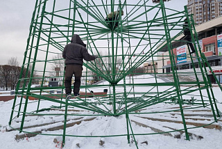 В Иванове монтируют главную городскую новогоднюю елку (ФОТО)